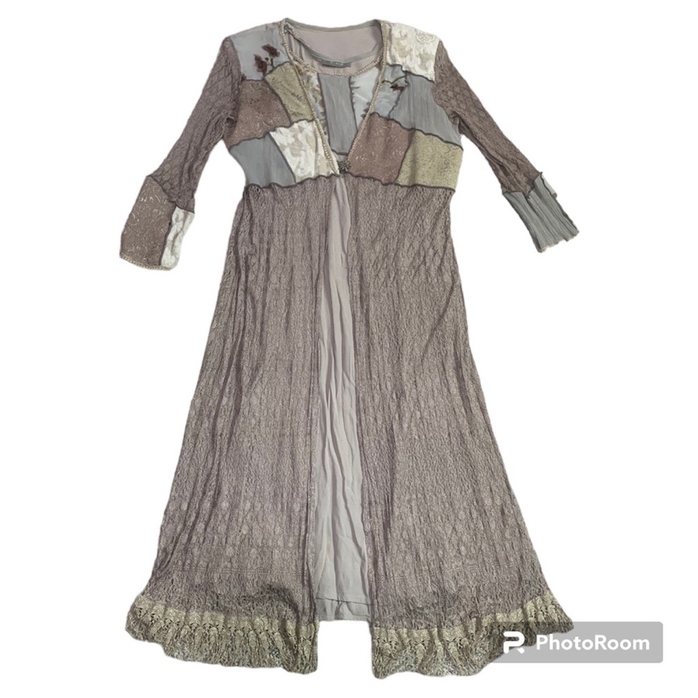 Insane Fine! 90s S A 2 Two Piece Patchwork Fairy Duster & Maxi Dress, Size 16